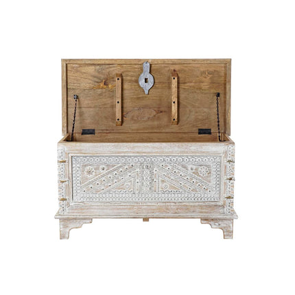 Truhe DKD Home Decor Weiß Messing Mango-Holz (88 x 40 x 45 cm)