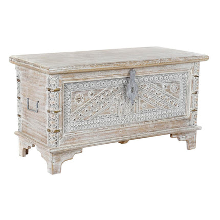 Truhe DKD Home Decor Weiß Messing Mango-Holz (88 x 40 x 45 cm)
