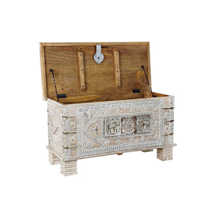 Truhe DKD Home Decor Weiß Messing Mango-Holz (89 x 40 x 48 cm)
