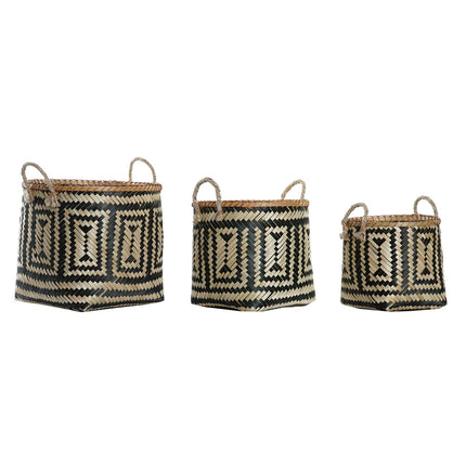 Korb-Set DKD Home Decor Polyester Kolonial Bambus (37 x 34 x 28,5 cm)