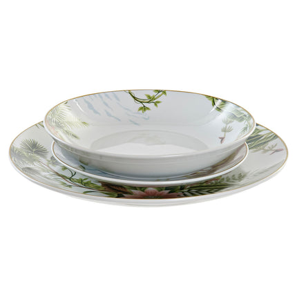 Geschirr-Set DKD Home Decor Tropical Porzellan (18 pcs)