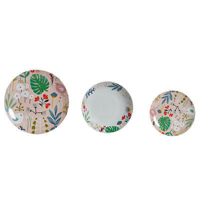 Geschirr-Set DKD Home Decor Bunt Blomster Porzellan (18 pcs)