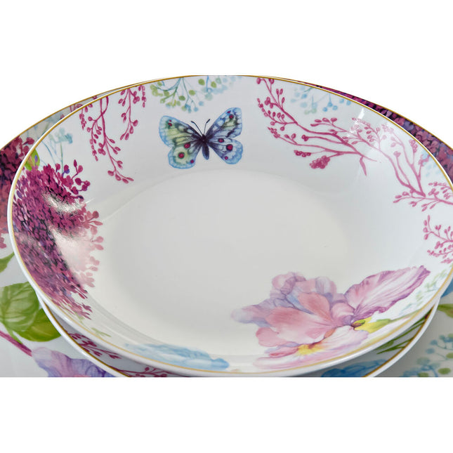 Geschirr-Set DKD Home Decor Schmetterling Porzellan (18 pcs)