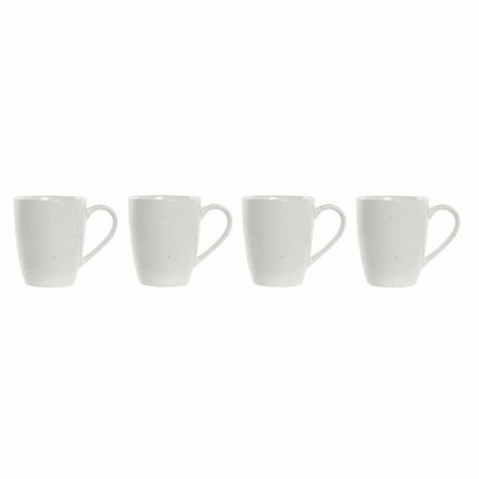 Satz von 4 Henkelbechern DKD Home Decor natürlich Kautschukholz Weiß 300 ml Steingut
