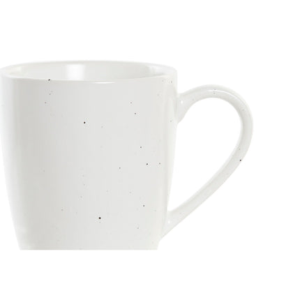 Satz von 4 Henkelbechern DKD Home Decor natürlich Kautschukholz Weiß 300 ml Steingut