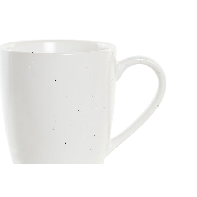 Satz von 4 Henkelbechern DKD Home Decor natürlich Kautschukholz Weiß 300 ml Steingut