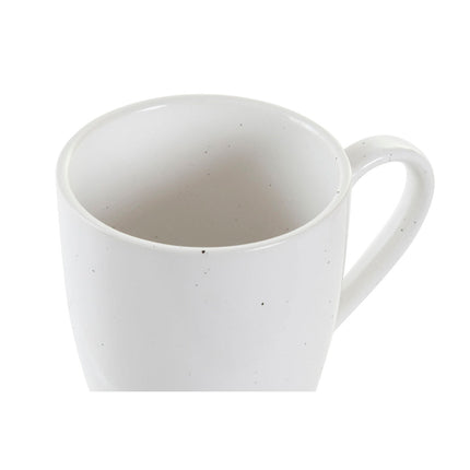 Satz von 4 Henkelbechern DKD Home Decor natürlich Kautschukholz Weiß 300 ml Steingut