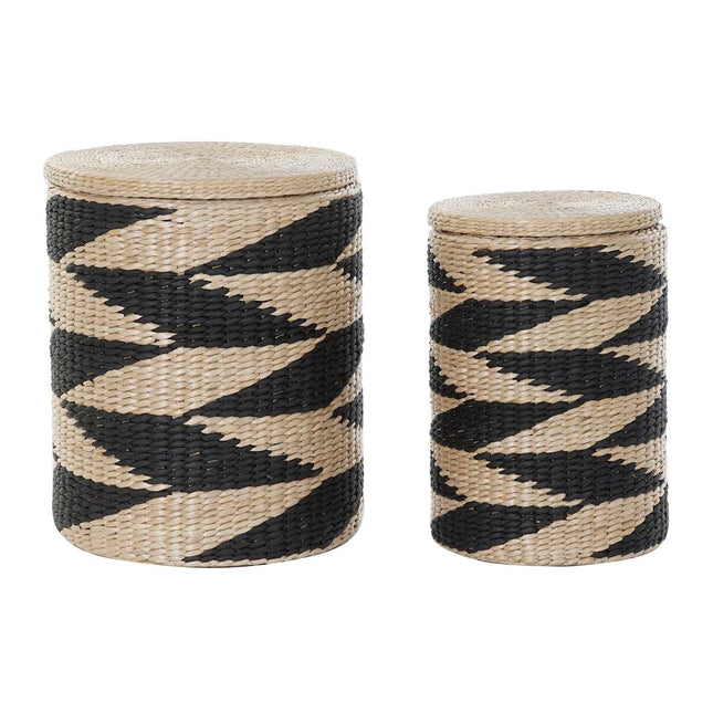 Korb für schmutzige Wäsche DKD Home Decor Schwarz MDF Faser (41 x 41 x 51 cm) (2 Stücke)