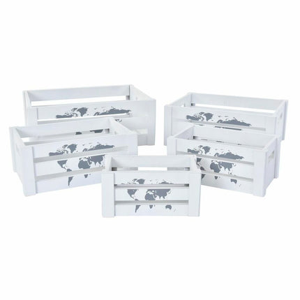 Set dekorativer Karten DKD Home Decor Holz Weltkarte (39 x 28 x 15 cm)