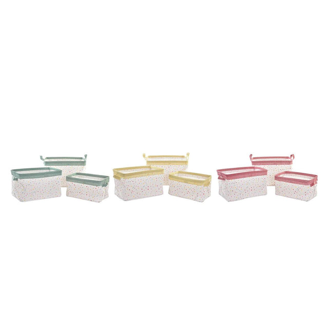 Korb-Set DKD Home Decor Polyester Baumwolle Aluminium (35 x 21 x 20 cm) (3 Stück)
