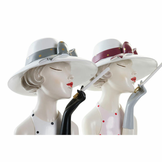Deko-Figur DKD Home Decor 18,5 x 15 x 31 cm Damen Rosa Weiß (2 Stück)