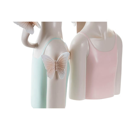 Deko-Figur DKD Home Decor Mädchen 14 x 11,5 x 27 cm Blau Rosa (2 Stück)