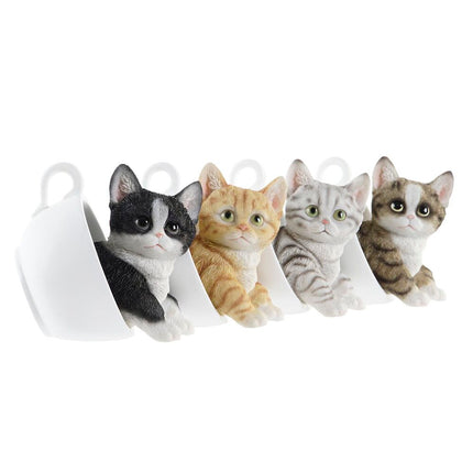 Deko-Figur DKD Home Decor Tassen Bunt Katze 13,5 x 10 x 11,5 cm (4 Stück)