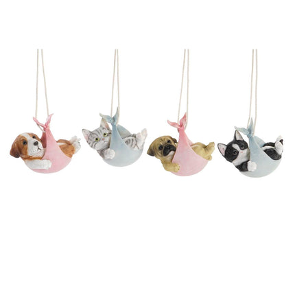 Deko-Figur DKD Home Decor 18 x 12,5 x 16 cm Bunt Hund (4 Stück)