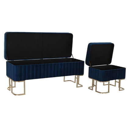 Barhocker DKD Home Decor   Blau Metall Samt (110 x 40 x 47 cm)