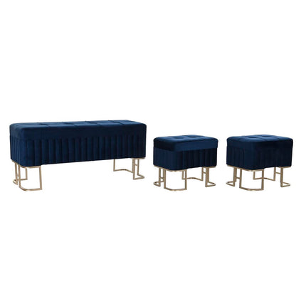 Barhocker DKD Home Decor   Blau Metall Samt (110 x 40 x 47 cm)