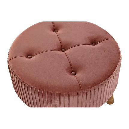 Fußstütze DKD Home Decor natürlich Holz Samt Hellrosa (61 x 61 x 38 cm)