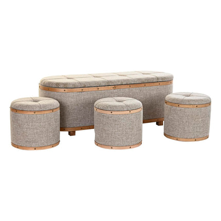 Barhocker DKD Home Decor   natürlich Beige Holz Polyester (120 x 44 x 43 cm)