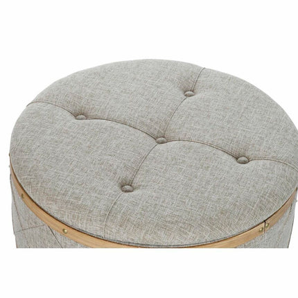 Kofferbank DKD Home Decor Beige Holz Polyester (80 x 80 x 43 cm)