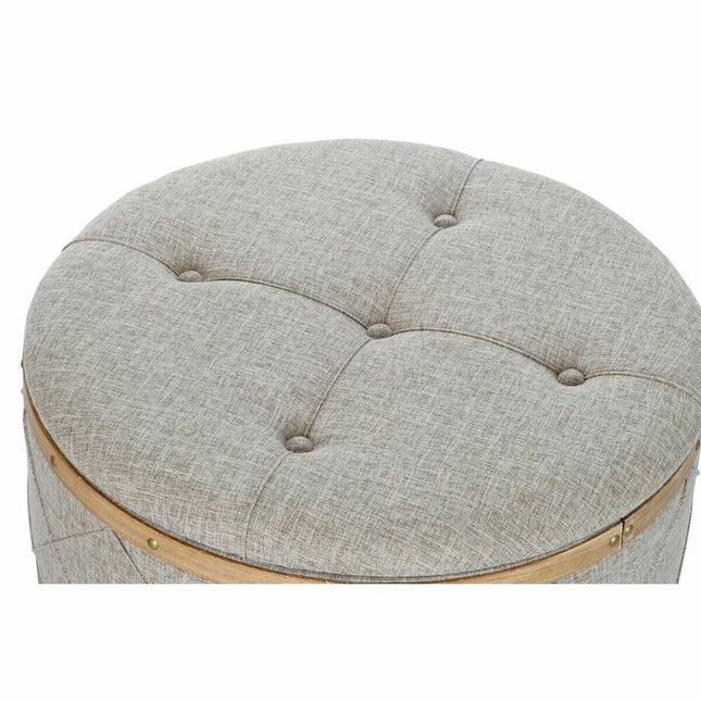 Kofferbank DKD Home Decor Beige Holz Polyester (80 x 80 x 43 cm)