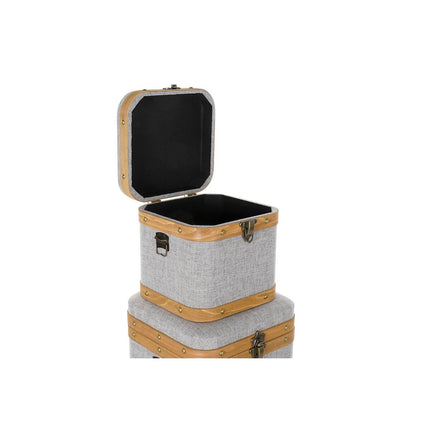 Set dekorativer Karten DKD Home Decor Grau Holz Polyester (3 pcs)