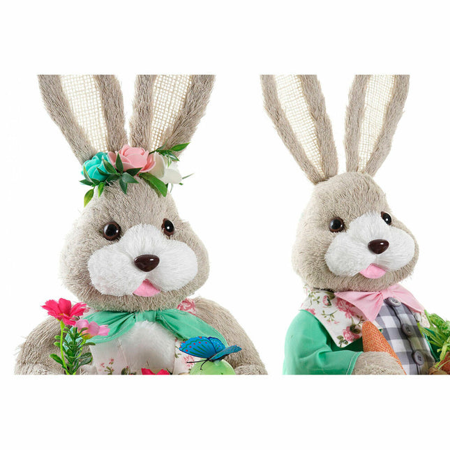 Deko-Figur DKD Home Decor 28 x 22 x 40 cm Braun Hase grün Bunt (2 Stück)