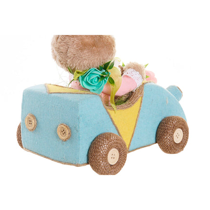 Deko-Figur DKD Home Decor 23 x 15 x 29 cm Blau Rosa Braun Hase (2 Stück)