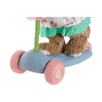 Deko-Figur DKD Home Decor 22 x 13 x 34 cm Blau Rosa Braun Hase grün (2 Stück)