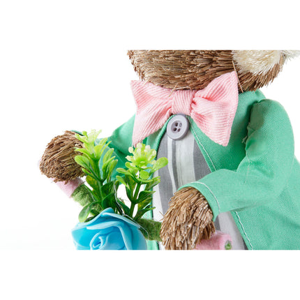 Deko-Figur DKD Home Decor 22 x 13 x 34 cm Blau Rosa Braun Hase grün (2 Stück)