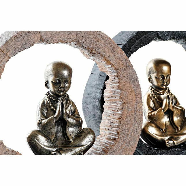 Deko-Figur DKD Home Decor 20,8 x 6,5 x 18,5 cm Schwarz Gold Mönch Orientalisch (2 Stück)