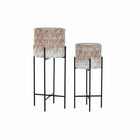 Satz Blumentöpfe DKD Home Decor Abgenutzt 32,5 x 32,5 x 76,5 cm Metall (2 Stück)