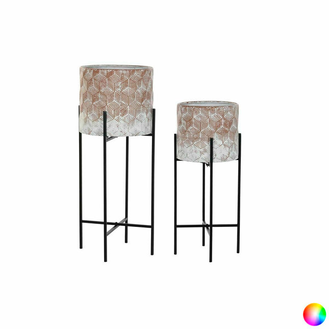 Satz Blumentöpfe DKD Home Decor Abgenutzt 32,5 x 32,5 x 76,5 cm Metall (2 Stück)