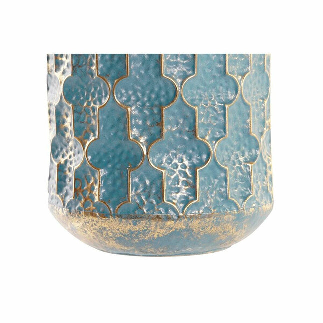 Vase DKD Home Decor Antiker Finish Blau Gold Metall Araber (23 x 23 x 52 cm)