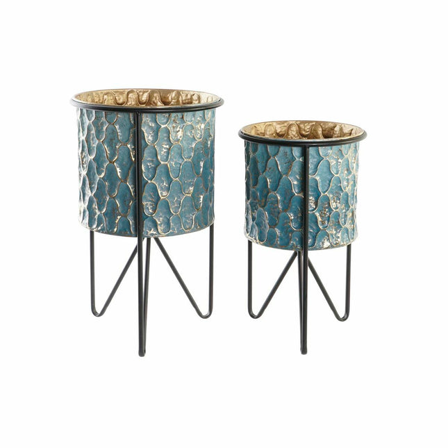 Satz Blumentöpfe DKD Home Decor Abgenutzt Metall 30 x 30 x 50 cm (2 Stück)