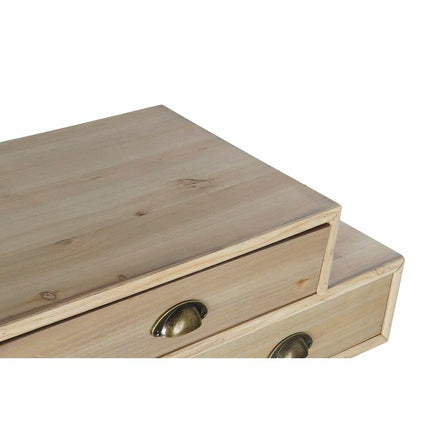 Schubladenschrank DKD Home Decor natürlich Gold Holz Marineblau Hellgrau Holz MDF (80 x 36 x 93 cm)