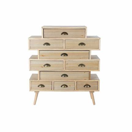 Schubladenschrank DKD Home Decor natürlich Gold Holz Marineblau Hellgrau Holz MDF (80 x 36 x 93 cm)