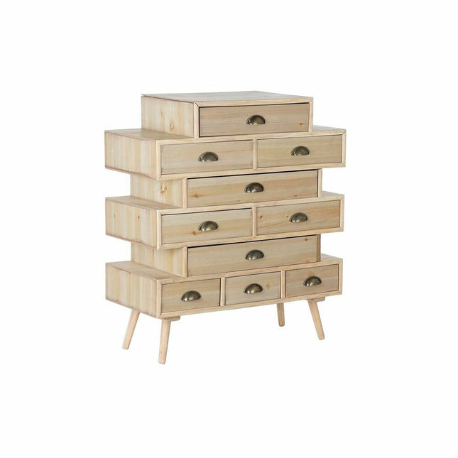Schubladenschrank DKD Home Decor natürlich Gold Holz Marineblau Hellgrau Holz MDF (80 x 36 x 93 cm)