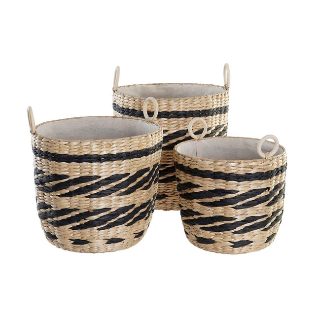 Korb-Set DKD Home Decor Polyester Kolonial Faser (38 x 38 x 36 cm)