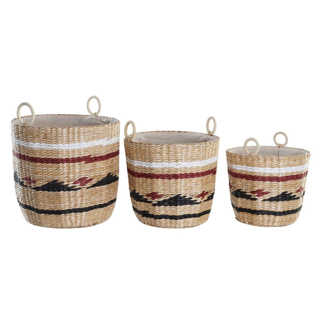 Korb-Set DKD Home Decor Polyester Kolonial Faser (38 x 38 x 36 cm)