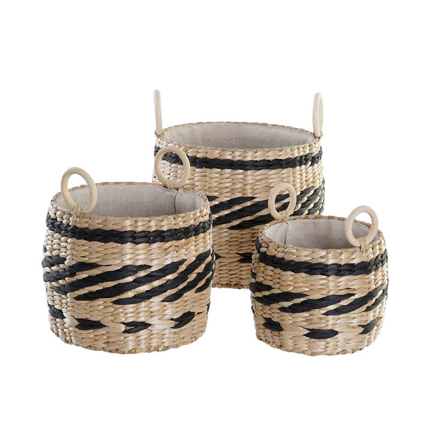 Korb-Set DKD Home Decor Polyester Kolonial Faser (30 x 30 x 25 cm)