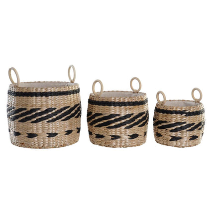 Korb-Set DKD Home Decor Polyester Kolonial Faser (30 x 30 x 25 cm)