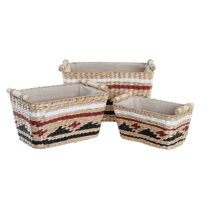 Korb-Set DKD Home Decor Polyester Kolonial Faser (39 x 27 x 24 cm)
