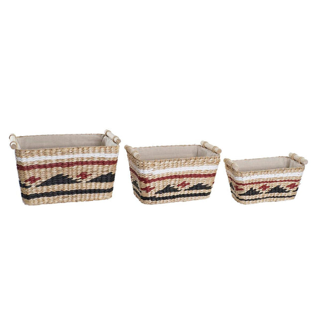 Korb-Set DKD Home Decor Polyester Kolonial Faser (39 x 27 x 24 cm)