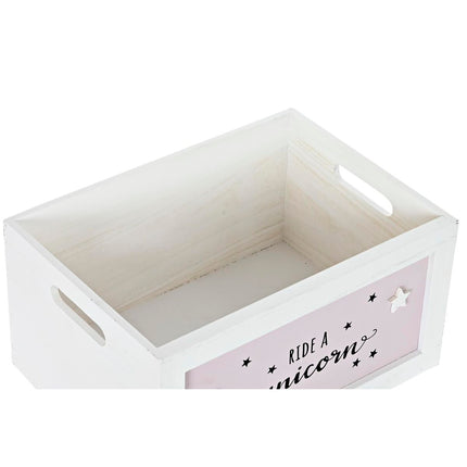 Korbsatz DKD Home Decor Weiß Für Kinder Paulonia-Holz (40 x 30 x 55 cm) (5 Stücke)