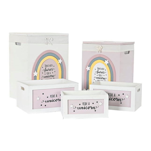 Korbsatz DKD Home Decor Weiß Für Kinder Paulonia-Holz (40 x 30 x 55 cm) (5 Stücke)