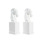 Bogstøtte DKD Home Decor Weiß Schach 10 x 7 x 24 cm Pferd Harz