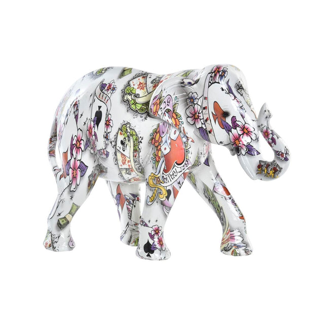 Deko-Figur DKD Home Decor 23 x 9 x 17 cm Elefant Weiß Bunt Kolonial