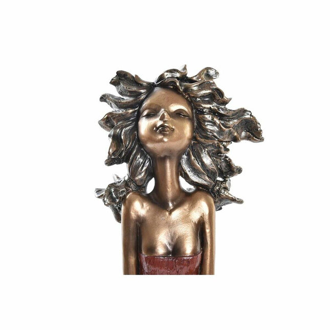 Deko-Figur DKD Home Decor 24 x 11 x 27 cm Damen Rot Gold türkis (2 Stück)