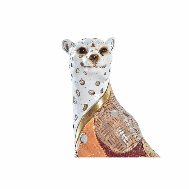 Deko-Figur DKD Home Decor 15 x 8 x 25 cm Orange Weiß Leopard Kolonial