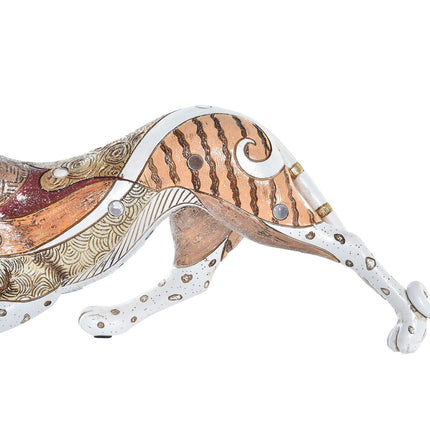Deko-Figur DKD Home Decor 37 x 10 x 13 cm Orange Weiß Leopard Kolonial